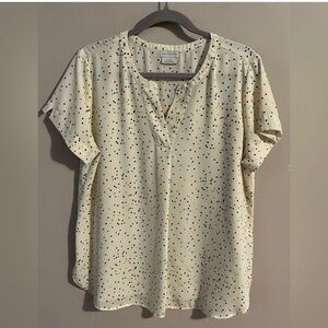 Van Heusen Cream Blouse with Multicolor Dots